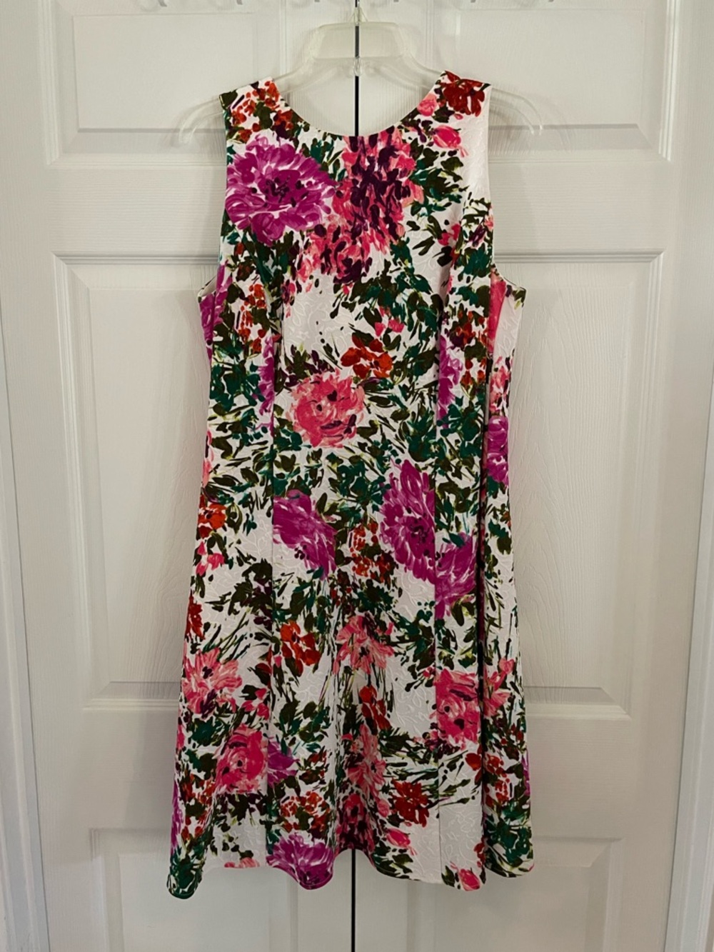 Liz Claiborne White Dress with Pink & Green Floral Accents